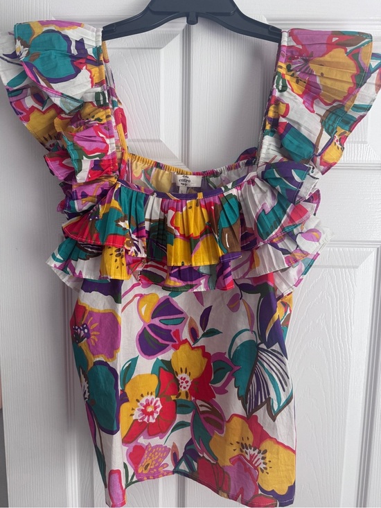 entro Tops - Entro In The Tropics Floral Ruffle Top Size L NWT